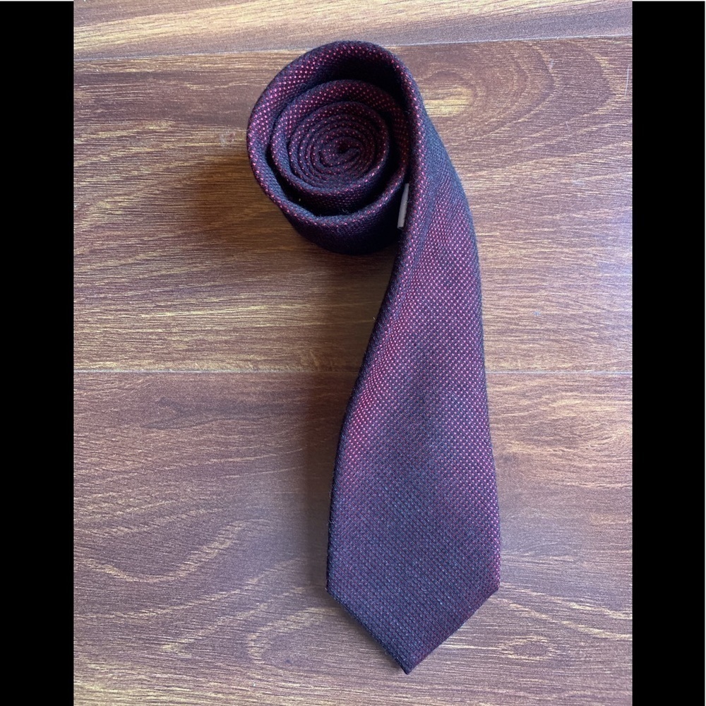CALVIN KLEIN Burgundy Silk Viscose Necktie